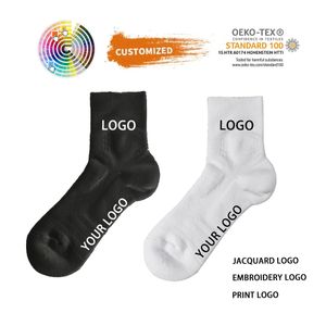 Free Design Designer Ankle Knitted Printed Thick Sports Athletic Basketball Logo Custom Socks