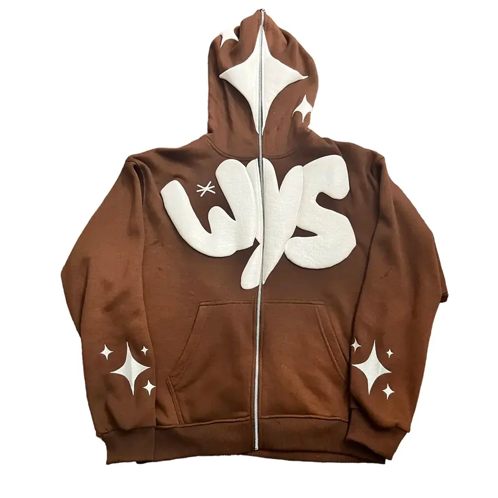 ALMIRS INTERNATIONAL Breathable Printed Hoodie Customized French Terry 100% Cotton Oversized Logo Full Face All Zip Up Hoodie Puff Print full zip us