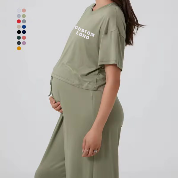 Custom Short Sleeve Tee and legging Maternity home wear comfortable pregnant clothes sets Nursing & Maternity Pajama Set