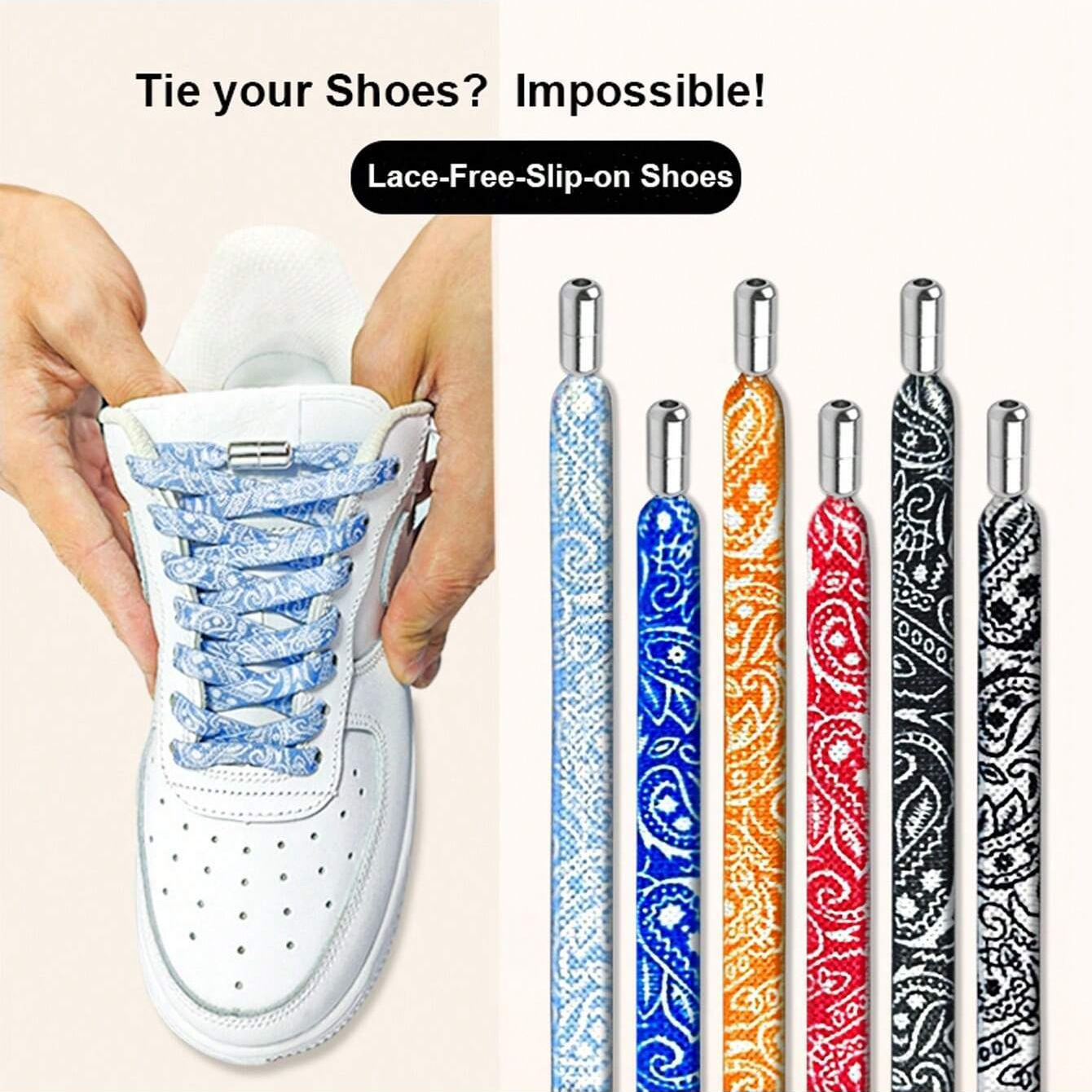 Quanzhou Jinjiang Youtuojin Trading Co., Ltd. New arrival 8MM No Tie Metal Press Lock Flower Shoelaces Flat Elastic Printed Paisley shoelace for children