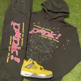 Custom logo sp5der sweatsuit Two Pieces Fleece hoodie Tracksuit Set screen printed graphic Sweatpants And Hoodie Set Men