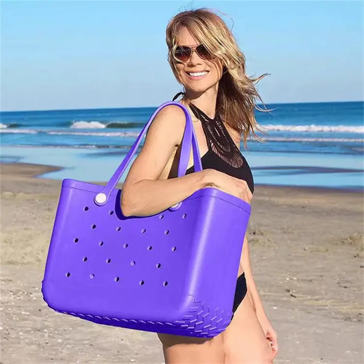 Customizable Factory Large Medium Small Bogg Handbag Waterproof Durable Rubber Silicone Eva Beach Bogg Silicone Bag
