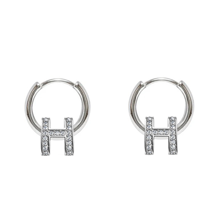 Yiwu Aoshan Jewelry Co., Ltd. Small waist H-shaped earrings real gold electroplating women's exquisite fashion versatile simple vintage earrings jewellery