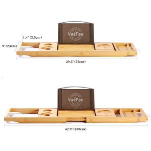Modern Luxury Wood Bath Tray Wooden Bath Caddy with Shower Table and Wine Glass Holder for Home & Hotel Bathroom Sets