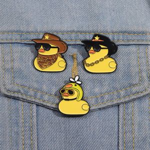 Cowboy Travel Animal Enamel Pins Custom Cool Funny Yellow Duck Brooches Enamel Lapel Pin Badges Wholesale