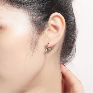 CC Jewelry Youth 925 Sterling Silver Bud Shape Inlay Pendant Earrings Prehnite Pendant Earrings Gemstone Fine Jewelry Earrings