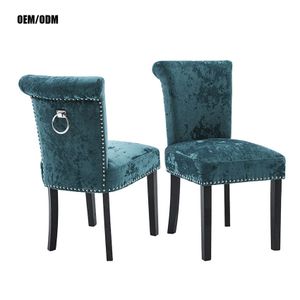 Wholesale Modern Crushed Velvet Dining Chairs Home Hotel High Back Dining Room Chairs With Back Ring Knocker