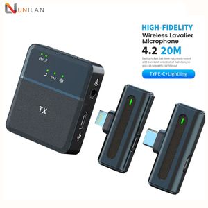 UNIEAN Wholesale Type-c Wireless Microphone 2.4G Noise Reduction 2 in 1 Portable Lapel Clip On Mic For Iphone Android