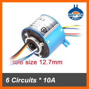 Rotary electrical connector 10A/6 wires contact hole size 12.7mm of through bore slip ring