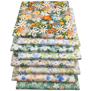 8 Pcs Green Cotton Fabric Bundle Precut Fat Squares Fabric Scraps Cotton Quilting Fat Flower Fabric Patchwork