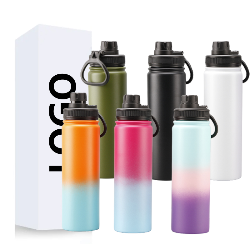 water sports vacuum tumbler with steel handle and plastic straw stainless steel water bottle