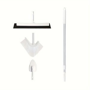 Eco-Friendly Multi-Functional Retractable Pole Squeegee Set Deep Clean EVA Scraper Floor Tiles Glass Gaps Triangle Head No Power