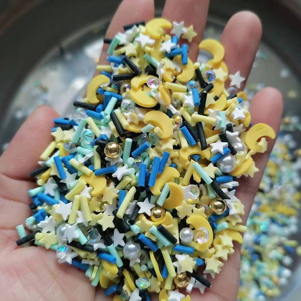 1Kg DIY Slime Supplies Filler Moon Star Cloud Lightning Bolt Rhinestone Mixed Polymer Clay Slices Sprinkles