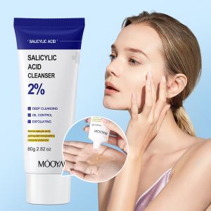 Salicylic Acid Face Wash Acne Removal Exfoliating Deep Cleansing Blackheads Skin Care 80g MOOYAM Salicylic Acid Facial Cleanser