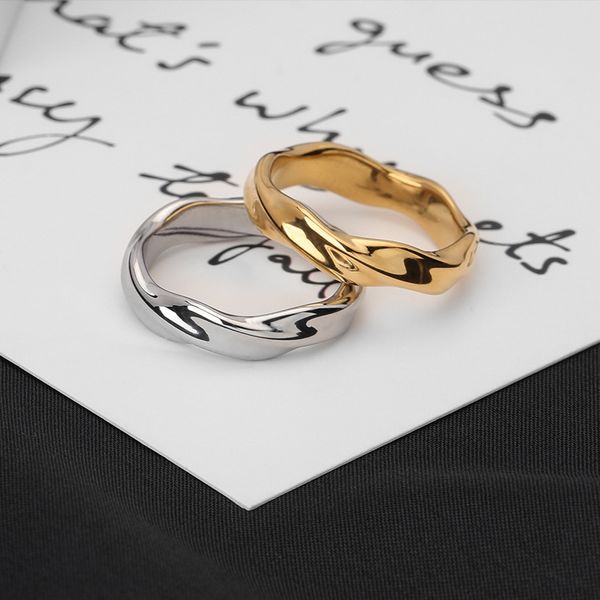 Craft Wolf fashion jewelry trendy personalized custom Irregular corrugated  Stainless Steel Rings Fashion simple factory supply
