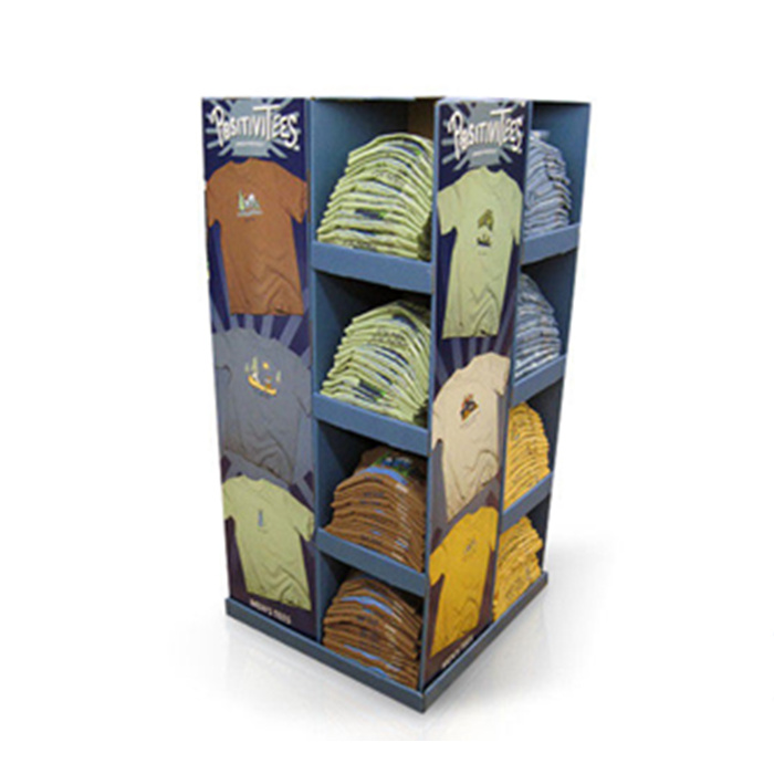 Shenzhen Pop Display Co., Limited 2025 HOT POS Paper Floor Stand Portable Corrugated Cardboard T-shirt Display Rack For Promotion