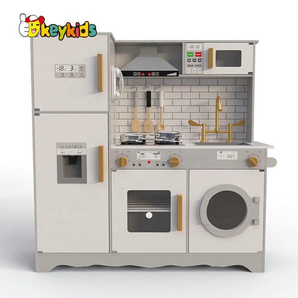 New released children wooden electronic kitchen toy with realistic functions W10C514