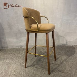 High Quality Fabric Customized Color Ashwood Velvet Bar Chair for Coffee Shop Restaurant Furniture Home Furniture