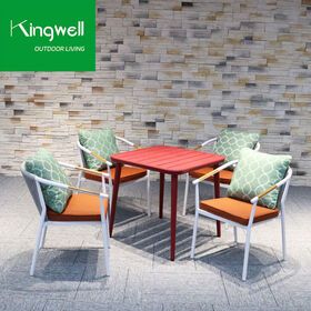 Wholesale restaurant furniture Table and chair Garden Modern Patio Aluminum outdoor dining set with rope weavingPopular