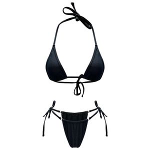 Wholesale Price Tan through Two-Piece lace up Bikini Solid Beach Style Swimwear Customized swimsuits