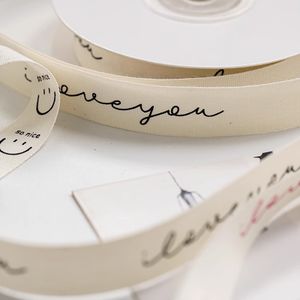Eco-friendly gift wrap ribbon custom cotton ribbon with logo you thank ribbon