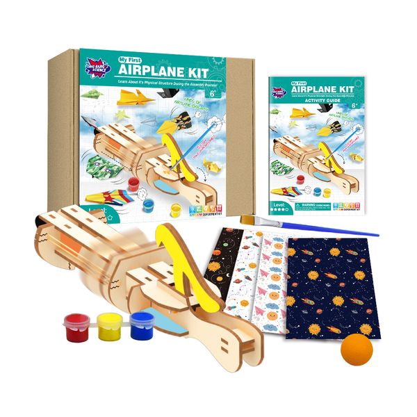 Alpha New arrival  Wooden assembled slingshot model Kits DIY 3D Wooden Airplane Kit Science Engineering Toy for Kids