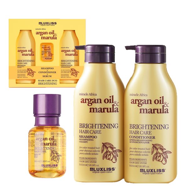 LUXLISS Factory Natural Hair Care Products Set Argan Oil Morocco Hair Serum Color Protecting Shampoo And conditioner set