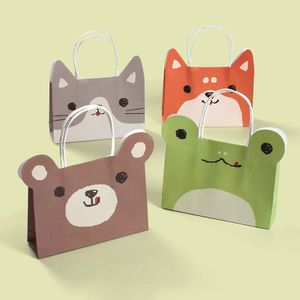 Paper Gift Bag With Handle Cartoon Kraft Paper Candy Chocolate Gift Packaging Bag For Kids Party Supplies