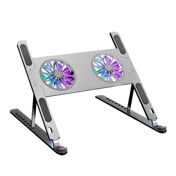 Laptop Cooler Stand For Notebook RGB Gaming Ice Cooling Pad Aluminum Heat Sink 11-17 inch Foldable Laptop Holder 2 Fans Radiator