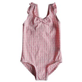 Girls' one-piece swimwear in yarn dyed jacquard fabric