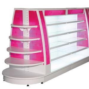 Hongye Cosmetic Store Display shelves Modern White Retail Shop Shelf with LED Light for  Store