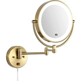 LED Lighted Makeup Mirror, Swing Arm Wall Mounted