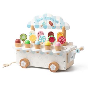 2024 new products wooden ice cream truck toys Montessori early educational Pretend Play Toy Set For Kids Toddler Boys & Girls CE