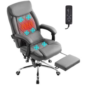 High Back 45°Reclining Ergonomic Diamond-Stitched Cushion Executive Massage Computer Office Chair with Footrest and Heated