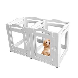 Newest Dog Crate Pet Pen Cage Puppy Enclosure Play pen Exercise Indoor Outdoor Kennel Whelp ing Box Plastic Gate With Door Panel