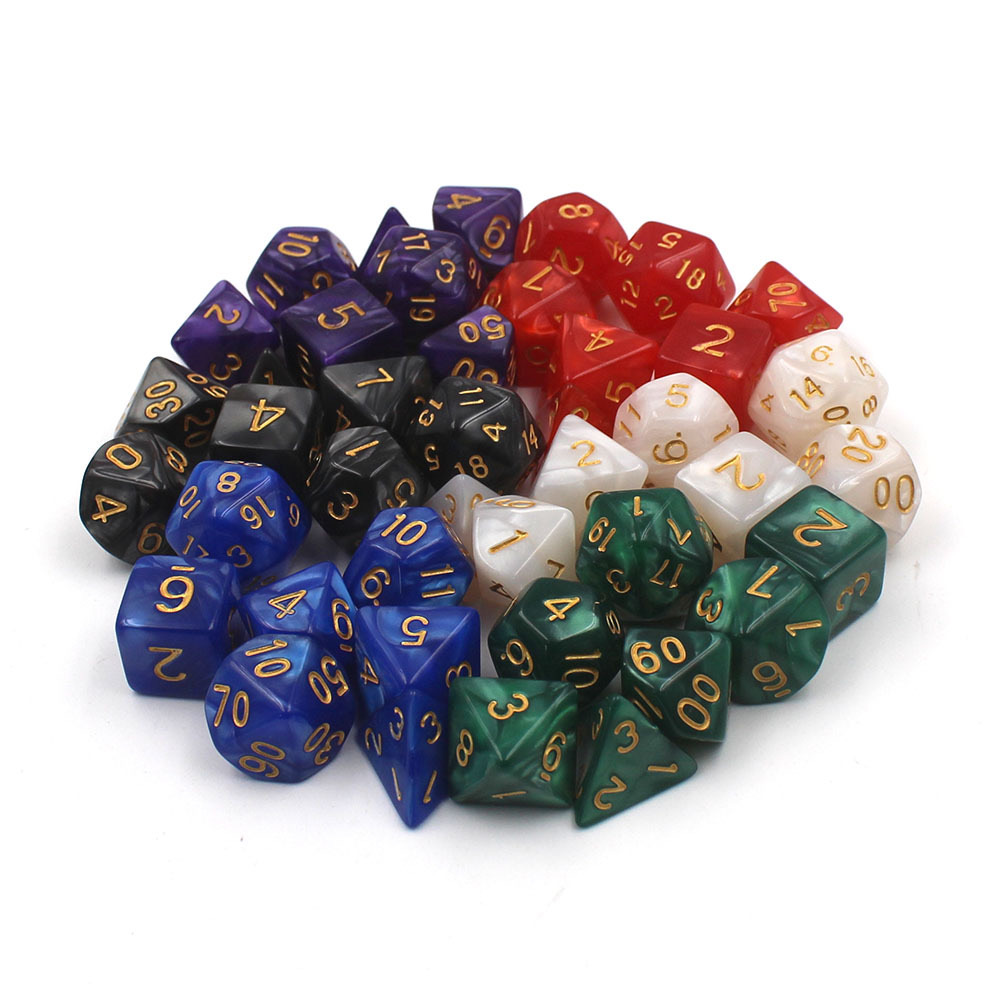 Yuyao Junjia Plastic Products Co., Ltd. Set of 7pcs Essential DND Polyhedral Dice Cubes Acrylic D20 D6 Wood 16mm Size Soft Felling Acrylic Dice Gaming Accessory