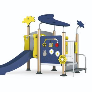 Kids eco-wood small size commercial outdoor playground HPL/HDPE children play slide in kindergarten