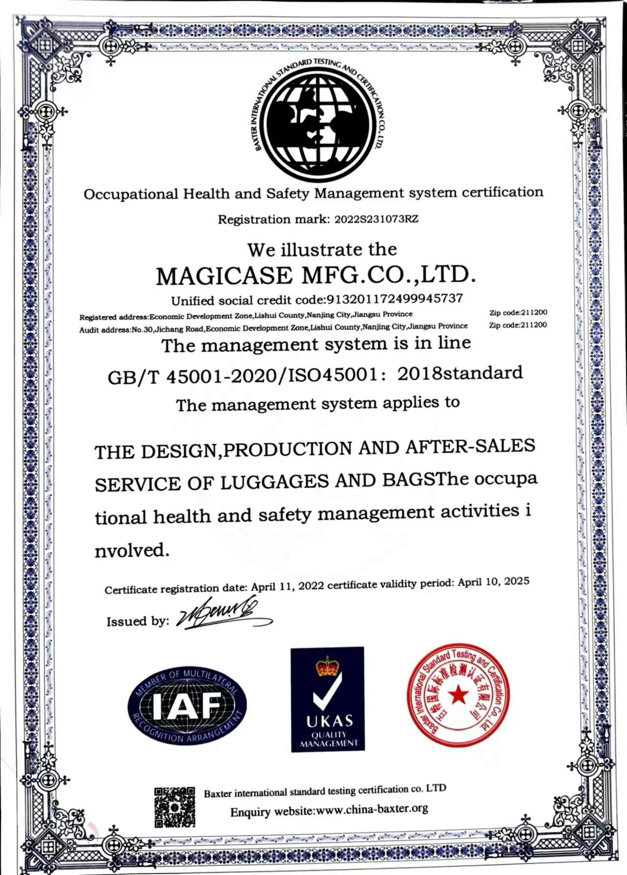 Magicase Mfg. Co., Ltd. Hardside luggage