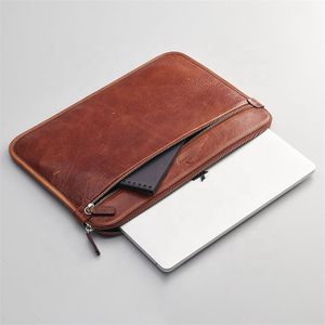 Custom A4 PU leather embossing logo presentation folders business conference portfolio document bag