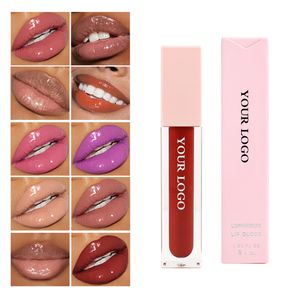 Private Label Wholesale Base Vegan Vendor Pigment Shiny Sparkle Glitter High Quality Lipgloss with Labels Your Logo Packaging