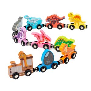 Factory Direct Wooden Magnetic Dinosaur Train Set Preschool Learning Activities Educational Montessori Toys For Kids