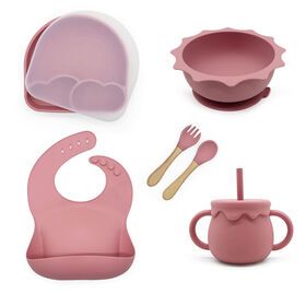 baby plate suction silicone Bowl Spoon Bibs snack cup BPA Free suction plates for baby feeding silicone sets