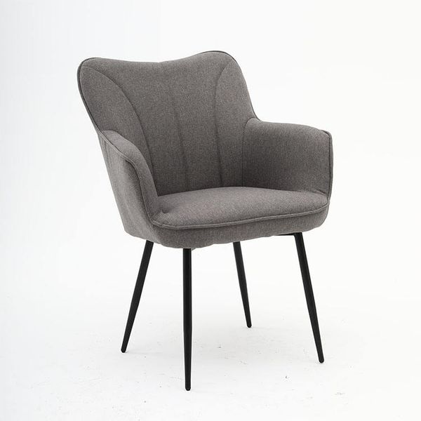 Dining Room Furniture Comfortable Backrest Accent Dining Chair Gray Mid Century Fabric Dining Room Chair With Metal Legs