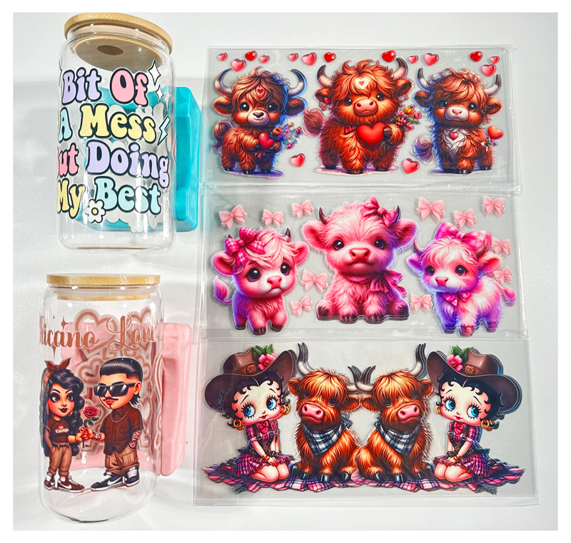 Shishi Bangyang Trading Co.,ltd. UV DTF Cup Wrap Transfer Stickers 16oz Tumbler Rub on Transfer for Travel Mug Waterproof Sticker for 16Oz Cups DIY Crafts