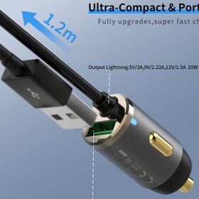 20W fast charge USB car charger comes with 1.2m cable (Lighting / Type-C)
