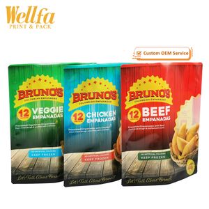 Custom Stand Up Frozen Empanada Samosas Fried Fish Shrimp Dumplings Packaging Pouch Frozen Pastry Spring Roll Food Packaging Bag
