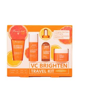 High Quality Skin Care VC Travel Set 4pcs VC Brightening Cleanser Toner Serum Cream Vitamin C Whitening Anti-spots Travel Kit