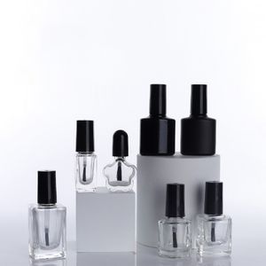 Wholesale price 5ml 10ml 15ml mini square glass bottle unique empty nail polish bottle with brush
