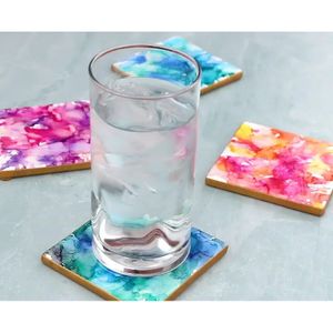4x4 making from out of blue alcohol ink absorbent from ceramic tiles coasters blanks set with anti scratch ma