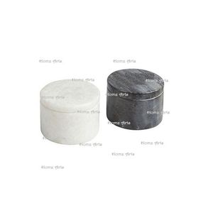 Set of 2 white and black color wood spice box latest design round shape food storage container for kitchen use